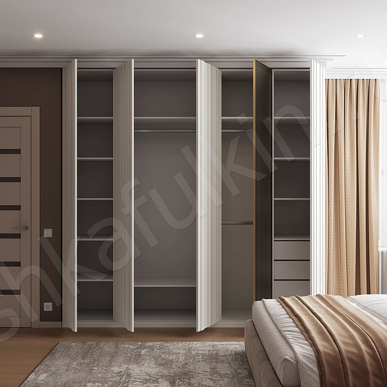 Встроенный шкаф Луиджи Светлые Белый Современный 4х створчатые Спальня Для вещей Для белья 4