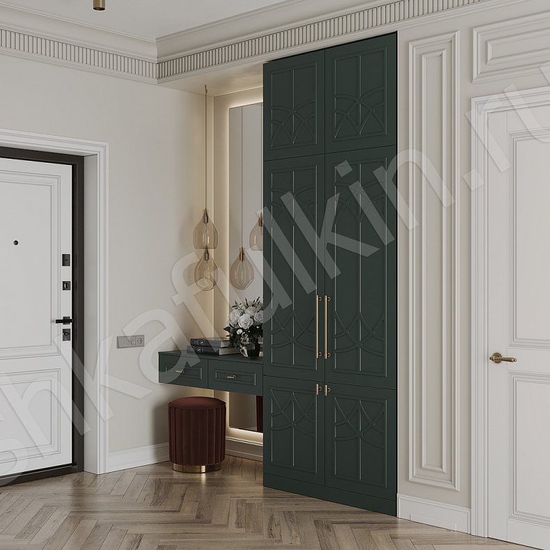 Прихожая 2 двери Стефани Темные Зеленый Неоклассика 2х створчатые Прихожая Для вещей 1
