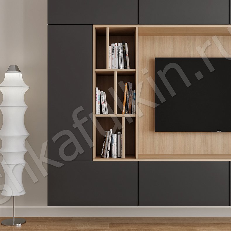 Изображение Стенка Нельсон Светлые Черный Древесный Серый Темные Минимализм Гостиная Для книг Для декора Для посуды Под ТВ 11