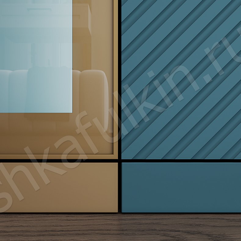 Изображение Шкаф в прихожую Нотариус Белый Цветной Синий Светлые Модерн 4х створчатые Прихожая Для белья 7