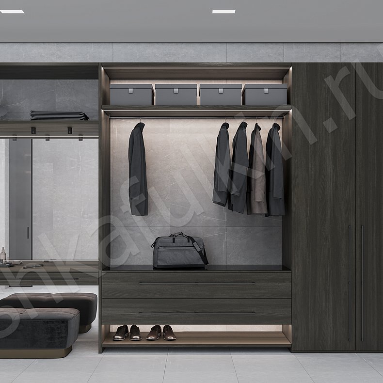 Изображение Гардеробная Конкорд Древесный Черный Современный Гардеробная Для вещей Для белья 3