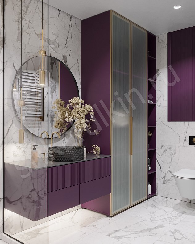 Мебель в санузел Мору Темные Розовый Цветной Неоклассика   Для вещей Для декора 2