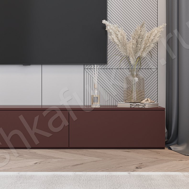 Изображение Стенка Ферреро Красный Цветной Коричневый Темные Современный 2х створчатые Гостиная Для книг Для декора Под ТВ 4