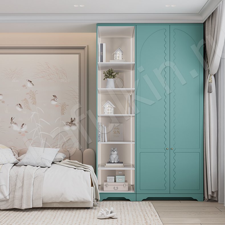 Изображение Детская Мерида Зеленый Современный 2х створчатые Детская Для вещей Для книг 1