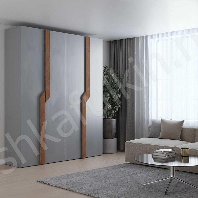 Изображение Шкаф Ронни Древесный Белый Черный Коричневый Серый Светлые Темные Скандинавский 4х створчатые Гостиная Для белья Для вещей 9