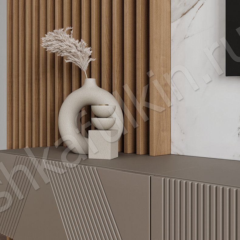 Изображение Стенка Клеопатра Черный Древесный Коричневый Светлые Темные Современный 3х створчатые Гостиная Для книг Для декора Под ТВ 12