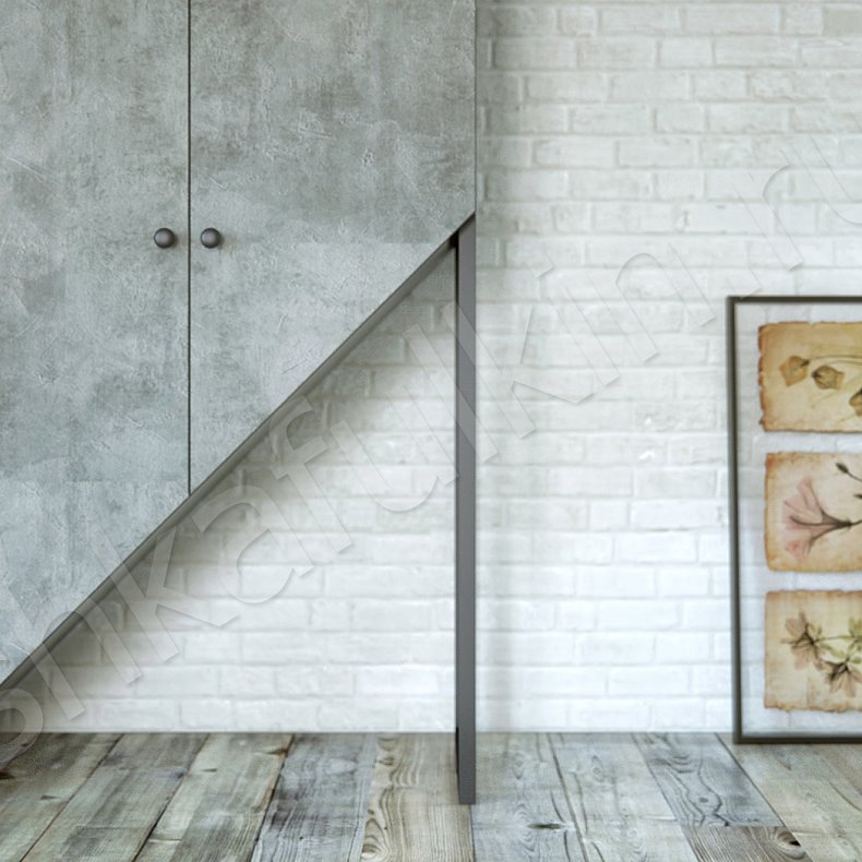 Изображение Скошенный шкаф Барбосса Светлые Серый Лофт 6и створчатые Гостиная Для вещей 2