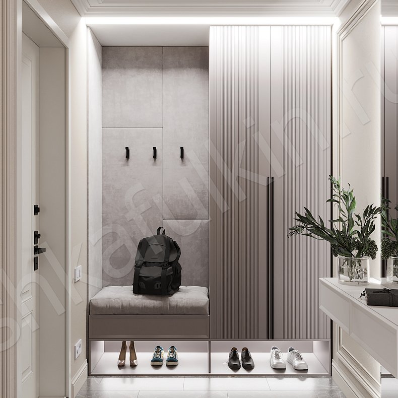 Изображение Прихожая Флора Цветной Серый Светлые Зеленый Современный 2х створчатые Прихожая Для вещей 2