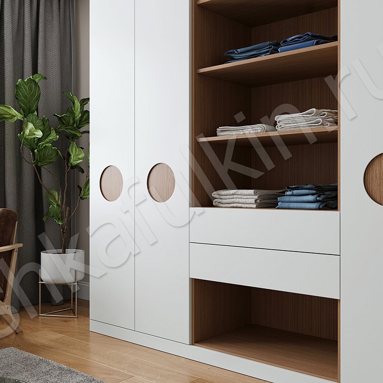 Изображение Шкаф Соломон Белый Древесный Светлые Современный 4х створчатые Спальня Для вещей 2