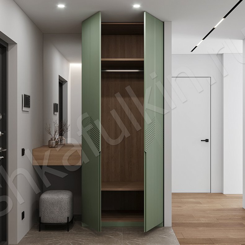 Изображение Прихожая Гринвуд Цветной Древесный Светлые Зеленый Модерн 2х створчатые Прихожая Для вещей 2