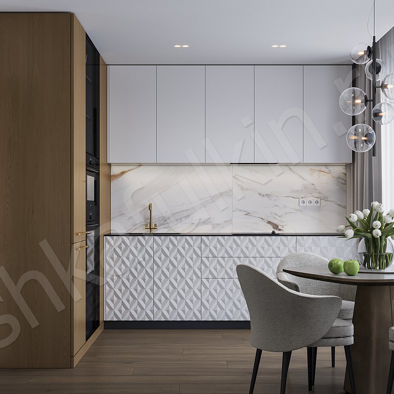 Изображение Кухня Эльма Светлые Древесный Белый Неоклассика   Для посуды 1