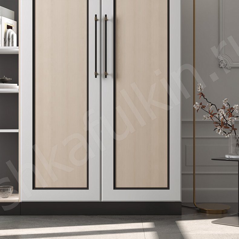 Изображение Шкаф Доминго Светлые Древесный Белый Современный 4х створчатые Гостиная Для вещей 7