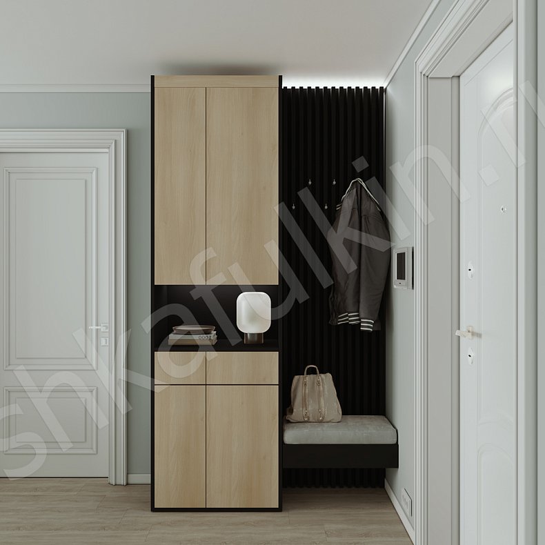 Изображение Прихожая Бонни Темные Светлые Серый Коричневый Черный Белый Скандинавский 2х створчатые Прихожая Для вещей 4