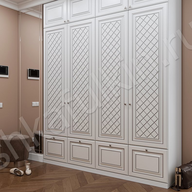 Прихожая Наоми Светлые Белый Классика 4х створчатые Прихожая Для вещей 2