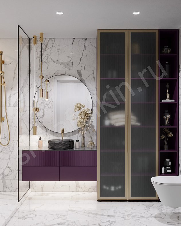 Мебель в санузел Мору Темные Розовый Цветной Неоклассика   Для вещей Для декора