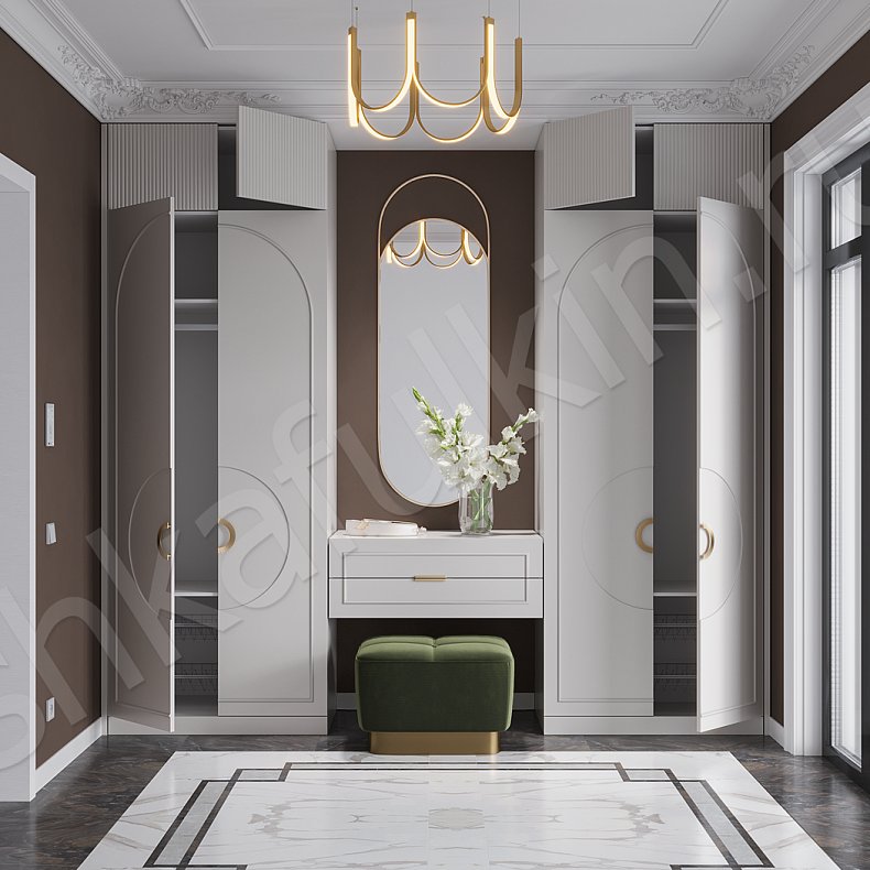 Изображение Прихожая Маура с консолью Белый Цветной Красный Светлые Зеленый Неоклассика 4х створчатые Прихожая Для вещей 14