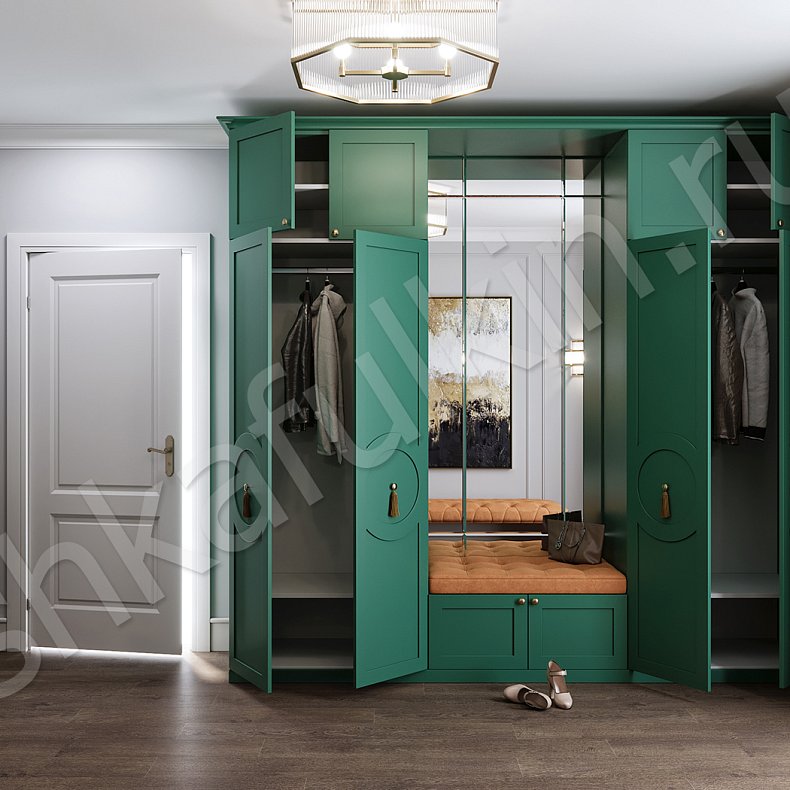 Шкаф Агава Зеленый Классика 4х створчатые Коридор Для вещей 2