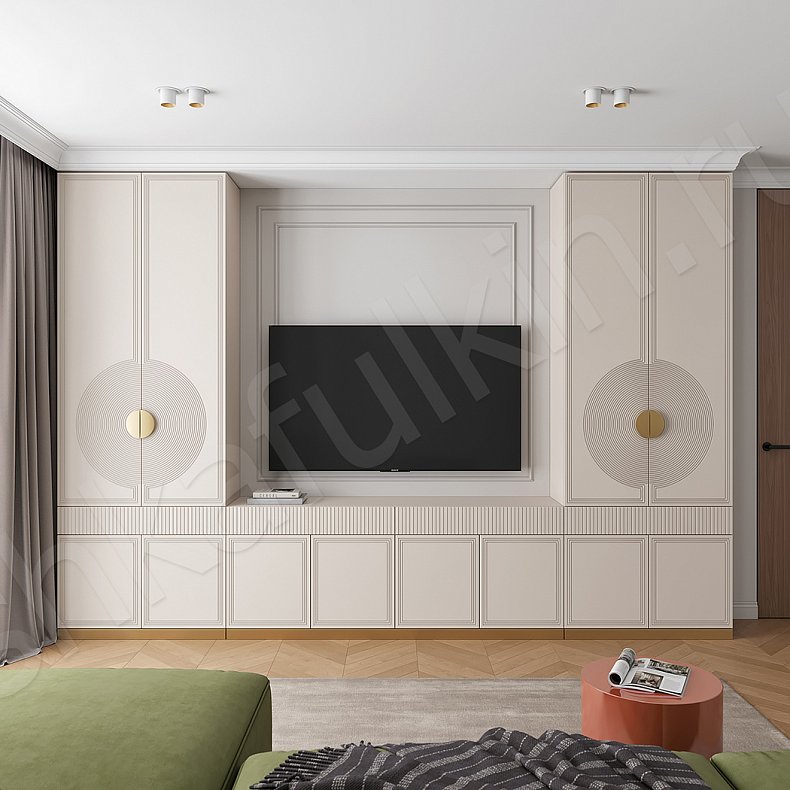 Шкаф Ришелье Коричневый Светлые Неоклассика 2х створчатые Гостиная Для книг Для декора Под ТВ