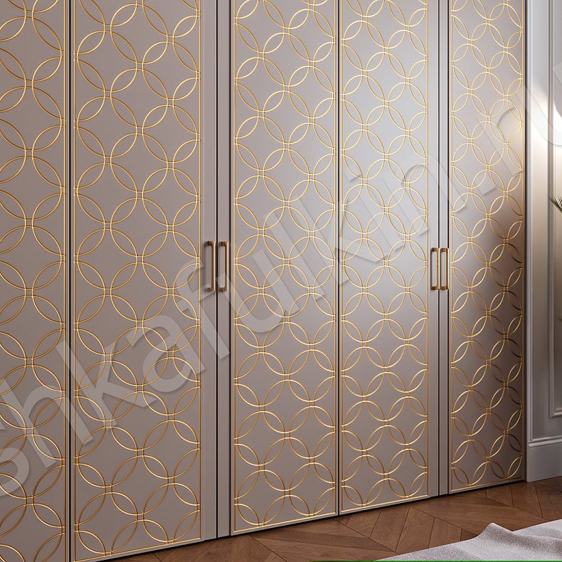 Изображение Встроенный шкаф Жозефина Коричневый Золото Светлые Модерн 6и створчатые Гостиная Для вещей 3