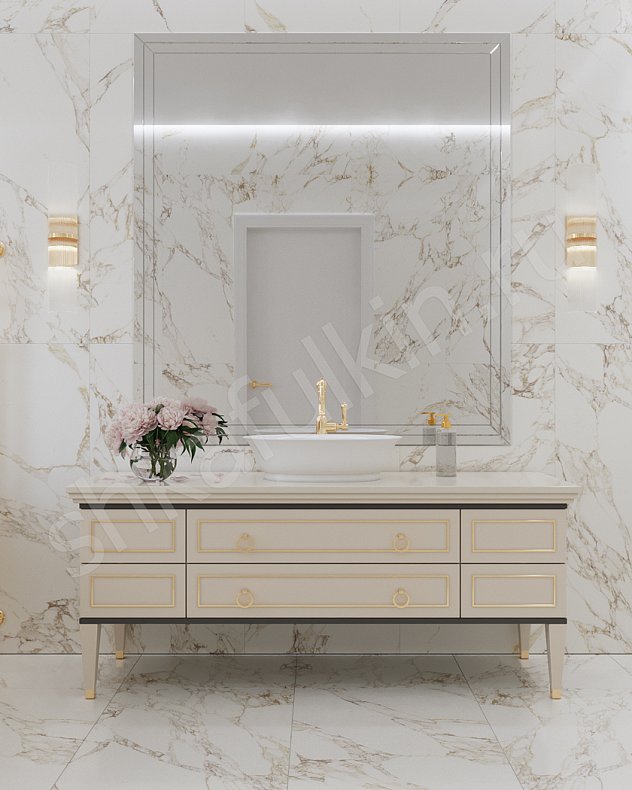 Тумба в ванную Вицента Светлые Коричневый Белый Неоклассика   Для вещей 2