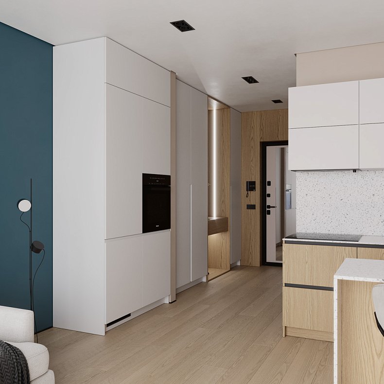 Изображение Кухня Монти Светлые Древесный Белый Скандинавский Для посуды 3