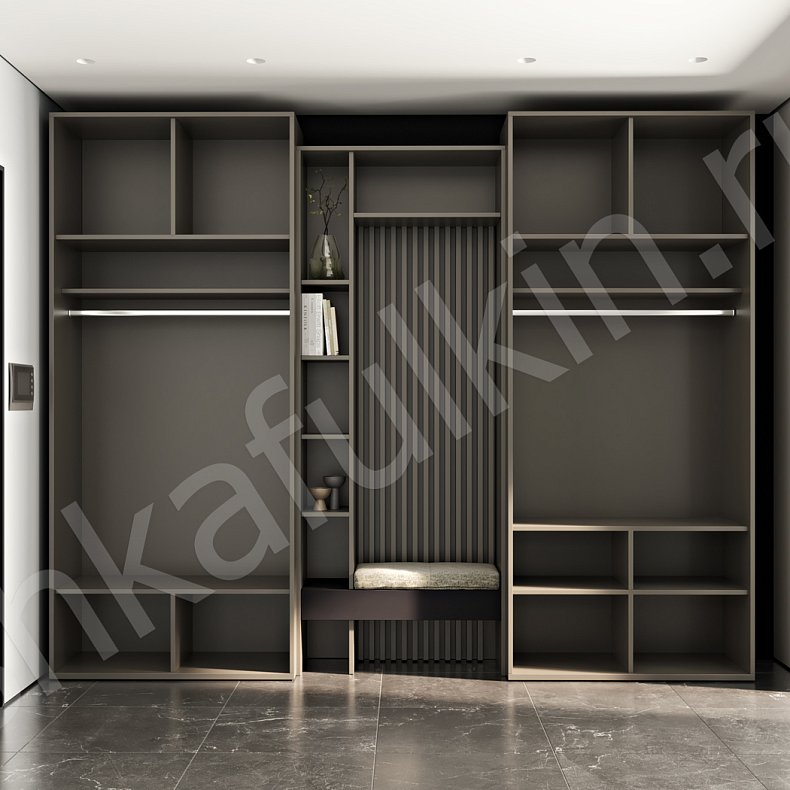 Изображение Прихожая Ларри Черный Белый Древесный Коричневый Серый Светлые Темные Минимализм 4х створчатые Прихожая Для вещей 10