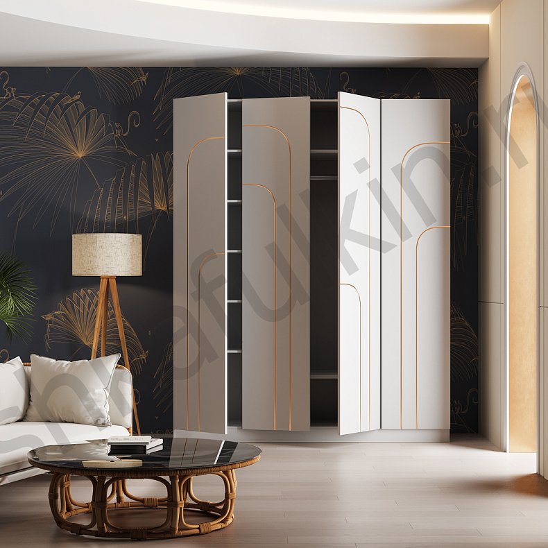 Шкаф Лакруа Золото Современный 4х створчатые Гостиная Для вещей 7