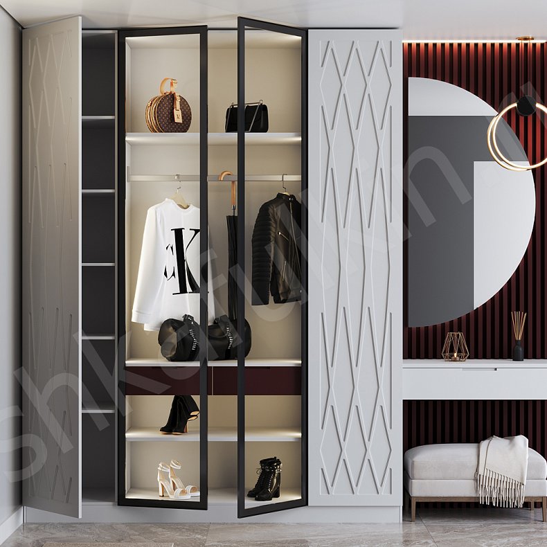 Изображение Прихожая Чеддер Белый Светлые Современный 4х створчатые Прихожая Для вещей 4