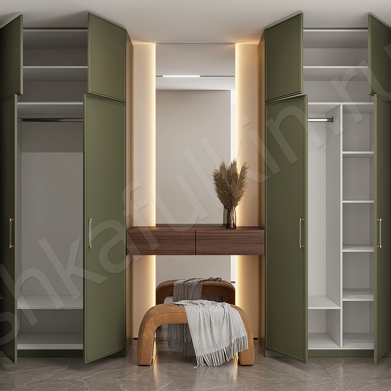Изображение Прихожая Минор Темные Зеленый Неоклассика 4х створчатые Прихожая Для вещей 3