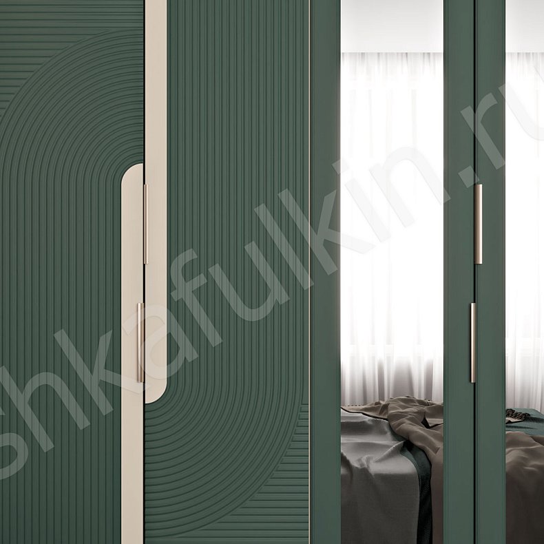 Шкаф Зингер Белый Цветной Светлые Зеленый Современный 6и створчатые Спальня Для вещей 8