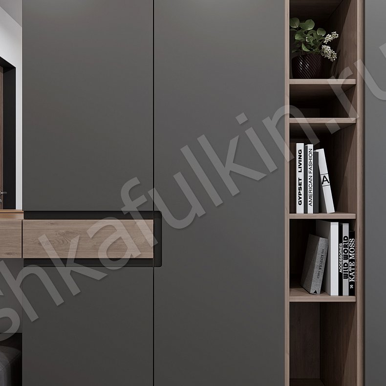 Прихожая Мартин Древесный Темные Серый Современный 4х створчатые Прихожая Для вещей 2