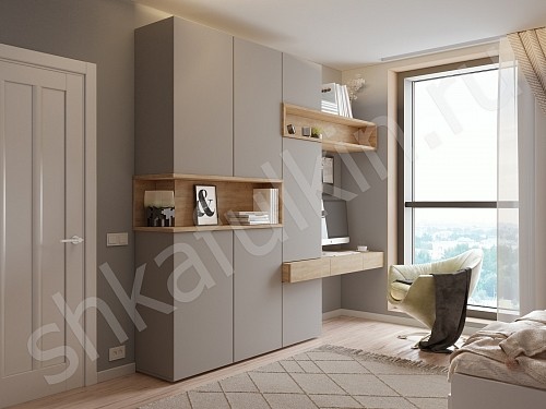 Изображение цвета Шкаф с рабочей зоной Джамбо Древесный Прованс 4х створчатые Спальня 