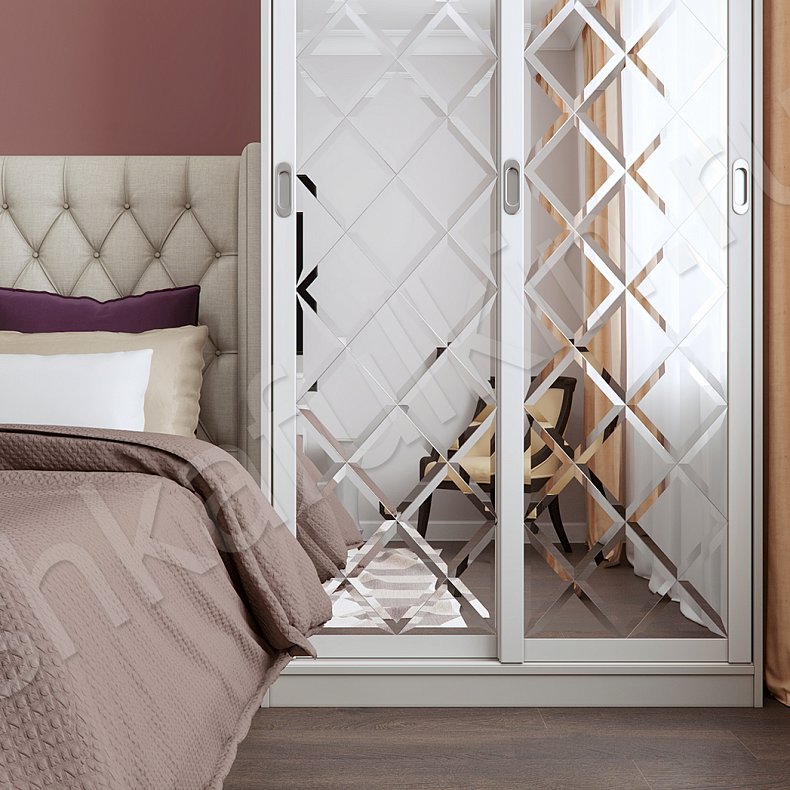 Корпусный шкаф-купе Фацет Белый Классика 2х створчатые Спальня Для вещей 3