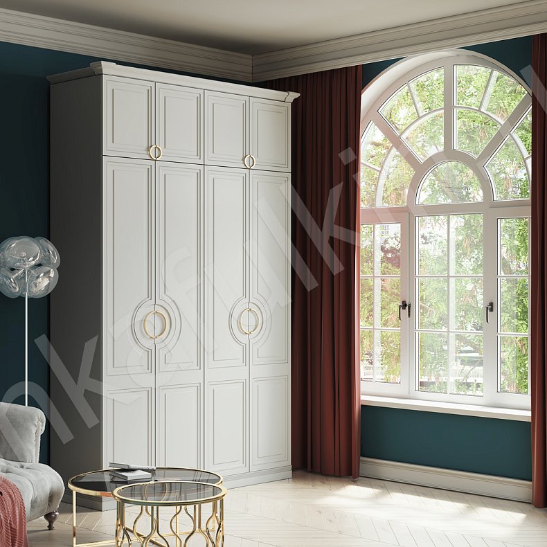 Шкаф Агнесса Белый Светлые Классика 4х створчатые Гостиная Для вещей