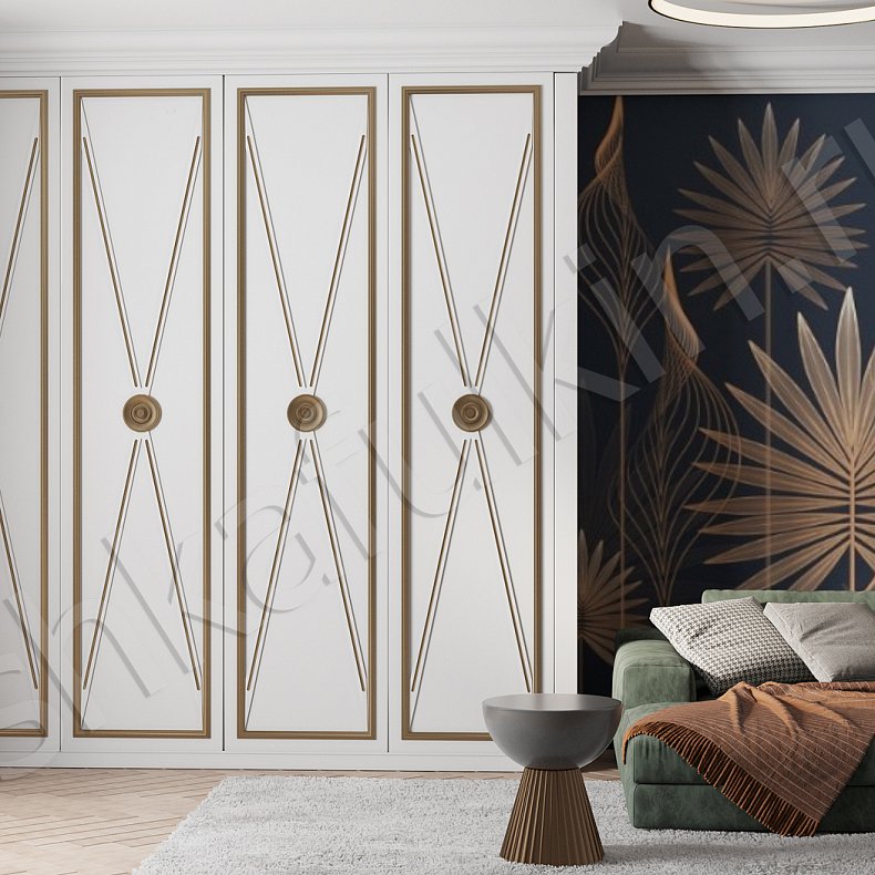 Изображение Шкаф Фрэнсис Золото Белый Неоклассика 4х створчатые Гостиная Для вещей 1