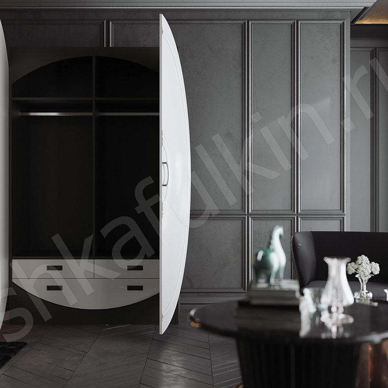 Изображение Круглый шкаф Санмарино Светлые Современный 2х створчатые Спальня Для вещей 5