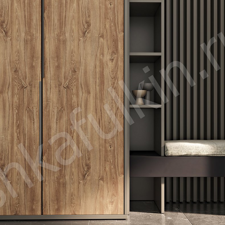 Изображение Прихожая Ларри Черный Белый Древесный Коричневый Серый Светлые Темные Минимализм 4х створчатые Прихожая Для вещей 12