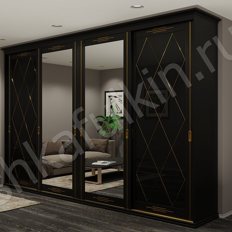 Корпусный шкаф-купе Джонатан  Классика 4х створчатые Спальня Для вещей 3