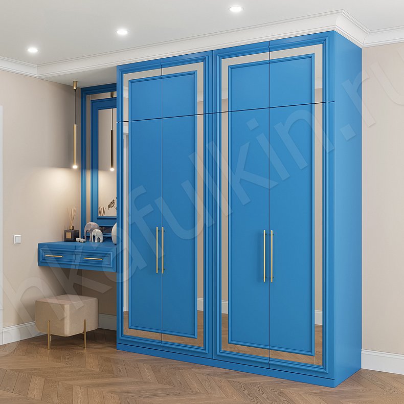 Изображение Прихожая Джорджия Белый Цветной Синий Светлые Неоклассика 4х створчатые Прихожая Для вещей 1