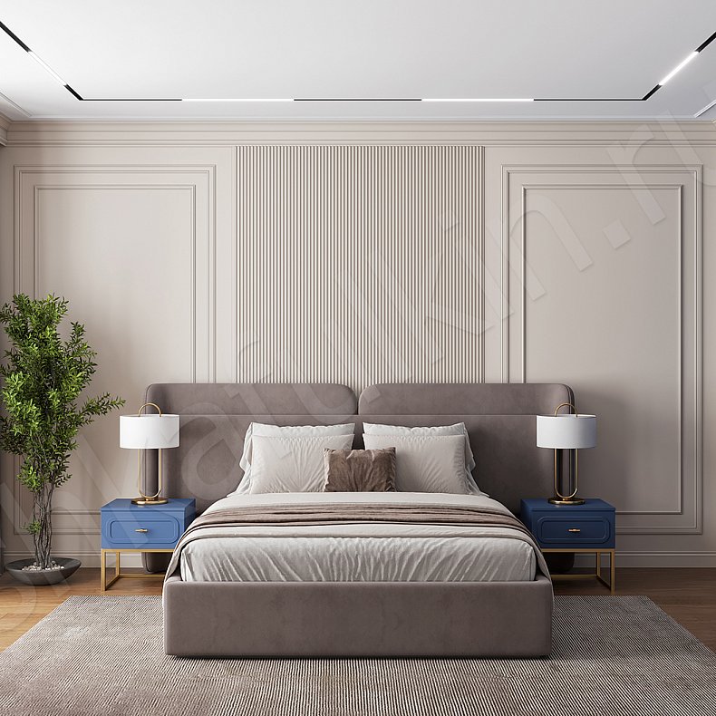 Изображение Гарнитур Мираж Белый Цветной Синий Светлые Неоклассика 5и створчатые Спальня Для вещей 4