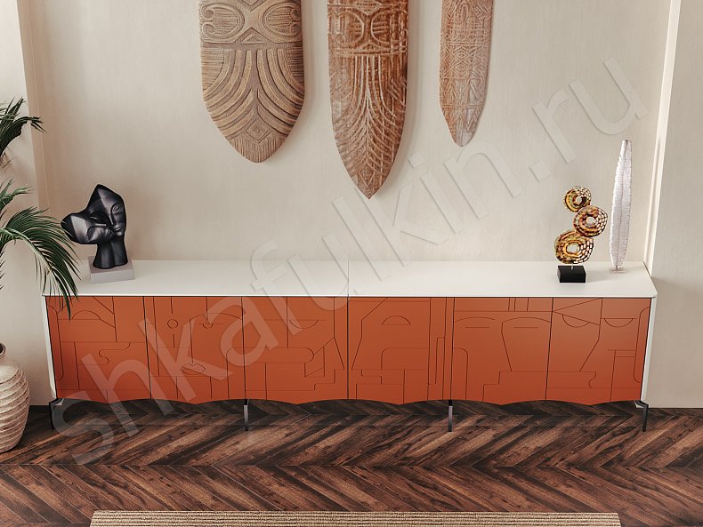 Тумба Пикассо Светлые Красный Цветной Белый Современный 6и створчатые Гостиная Для вещей Для декора