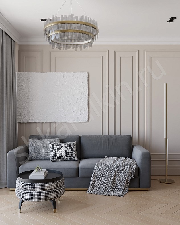 Подвесная тумба  Люмьер Светлые Золото Белый Неоклассика 3х створчатые Гостиная Для вещей Под ТВ