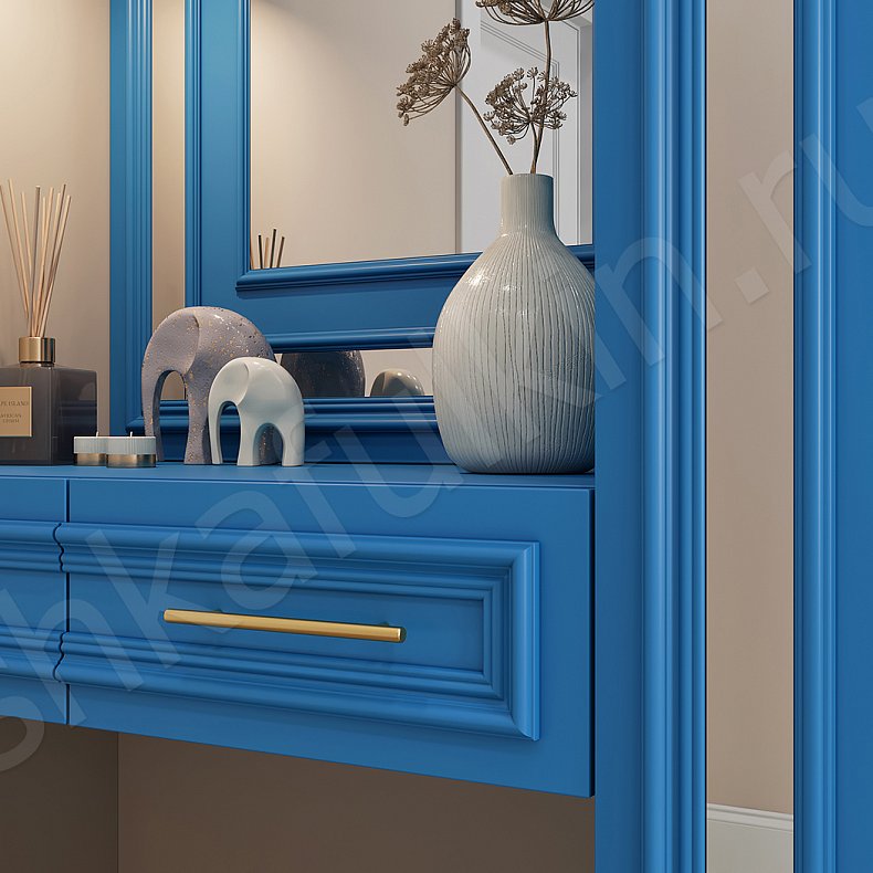 Изображение Прихожая Джорджия Белый Цветной Синий Светлые Неоклассика 4х створчатые Прихожая Для вещей 5