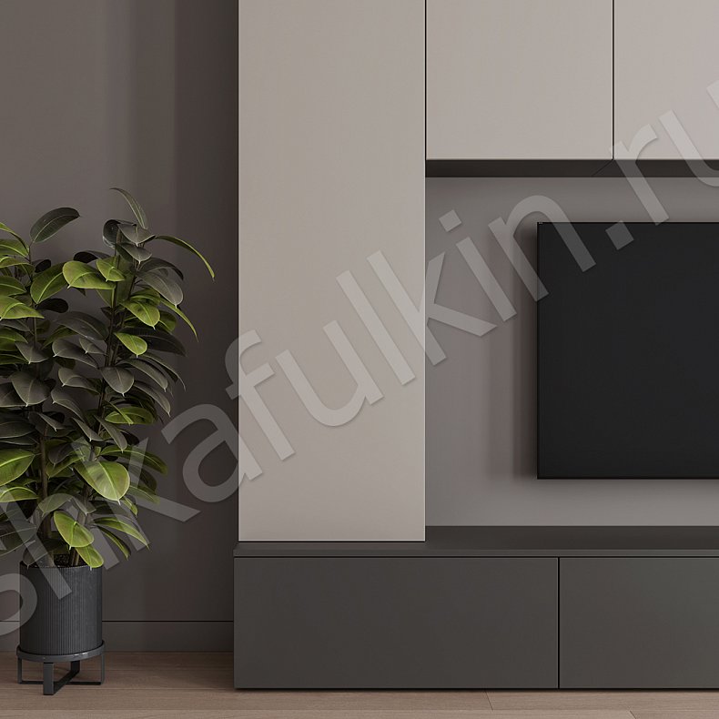 Изображение Стенка Соло Серый Белый Черный Древесный Светлые Темные Скандинавский 2х створчатые Гостиная Для книг Для декора Под ТВ 12