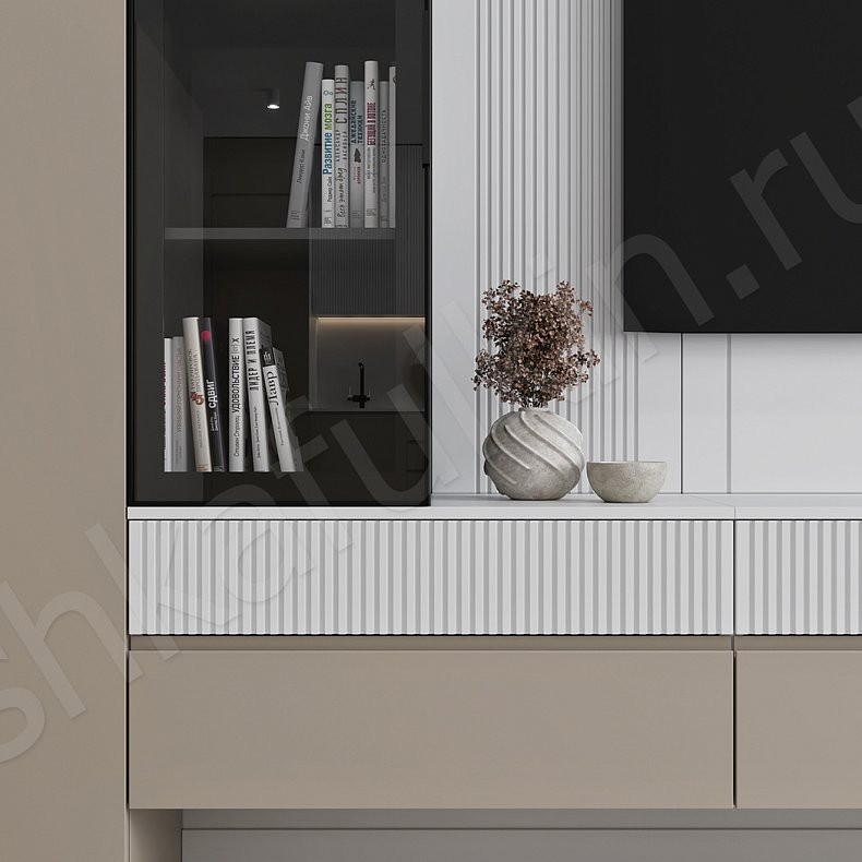 Изображение Стенка Айрис Коричневый Светлые Современный 5и створчатые Гостиная Для книг Для декора Под ТВ Для вещей 5