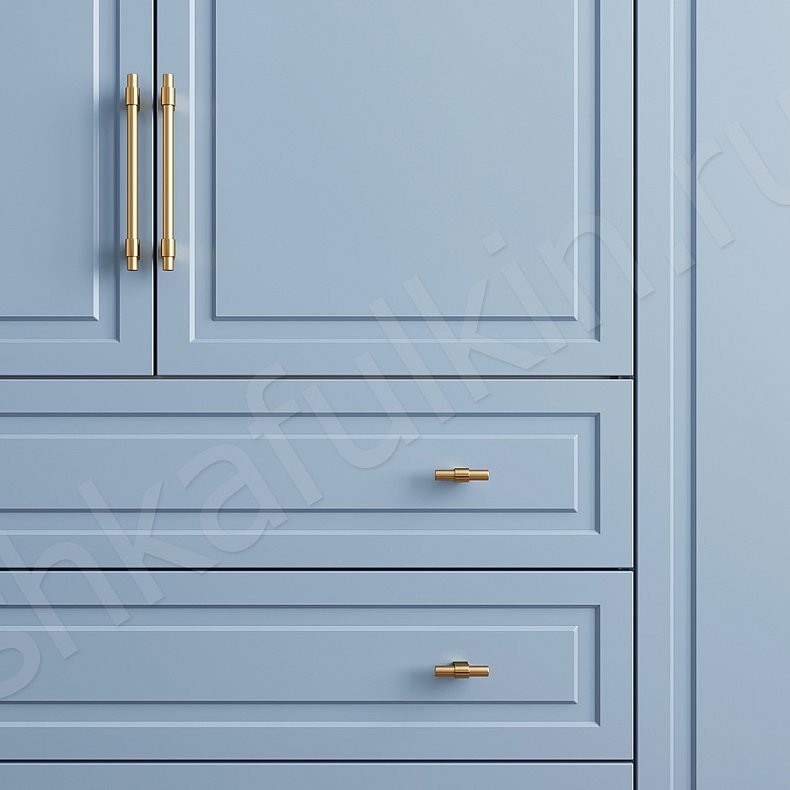 Шкаф Брикелл Белый Синий Светлые Классика 6и створчатые Спальня Для вещей 6