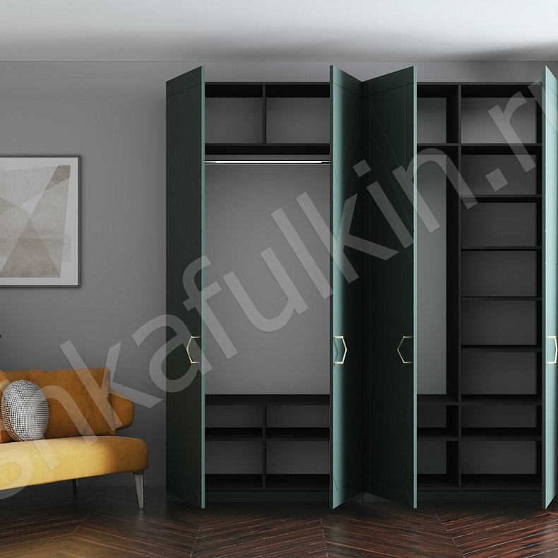 Шкаф Изольда Зеленый Светлые Современный 4х створчатые Гостиная Для вещей 2