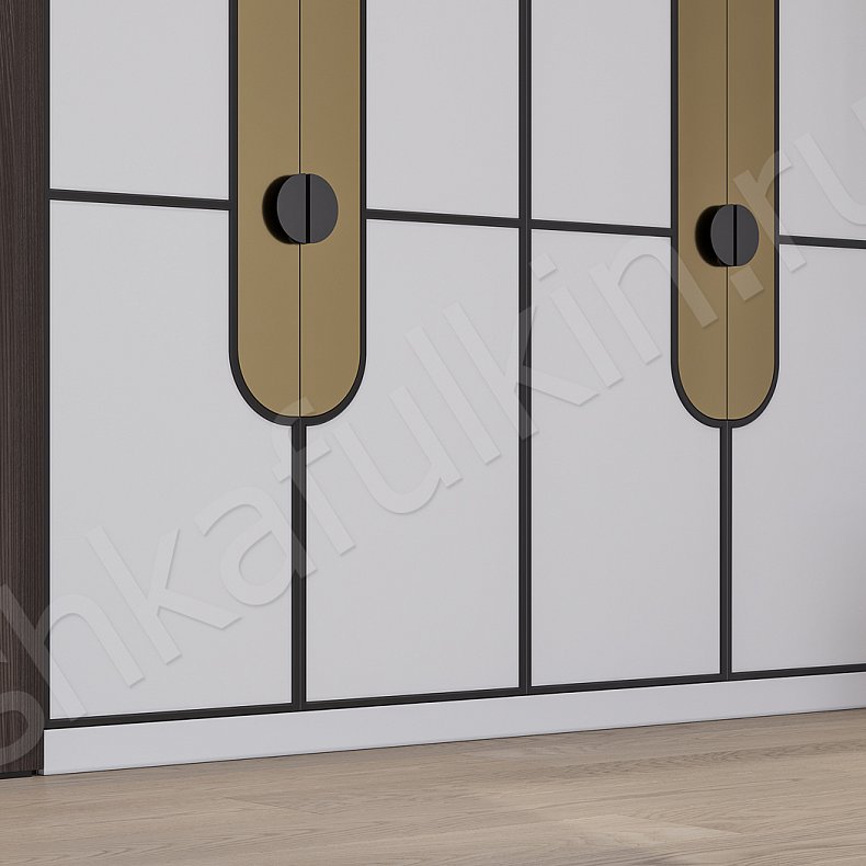Встроенный шкаф Сальто Золото Белый Современный 4х створчатые Спальня Для вещей Для белья 2