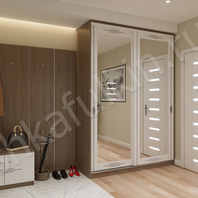 Изображение Прихожая Белуччи Белый Древесный Светлые Модерн 2х створчатые Прихожая Для вещей 2