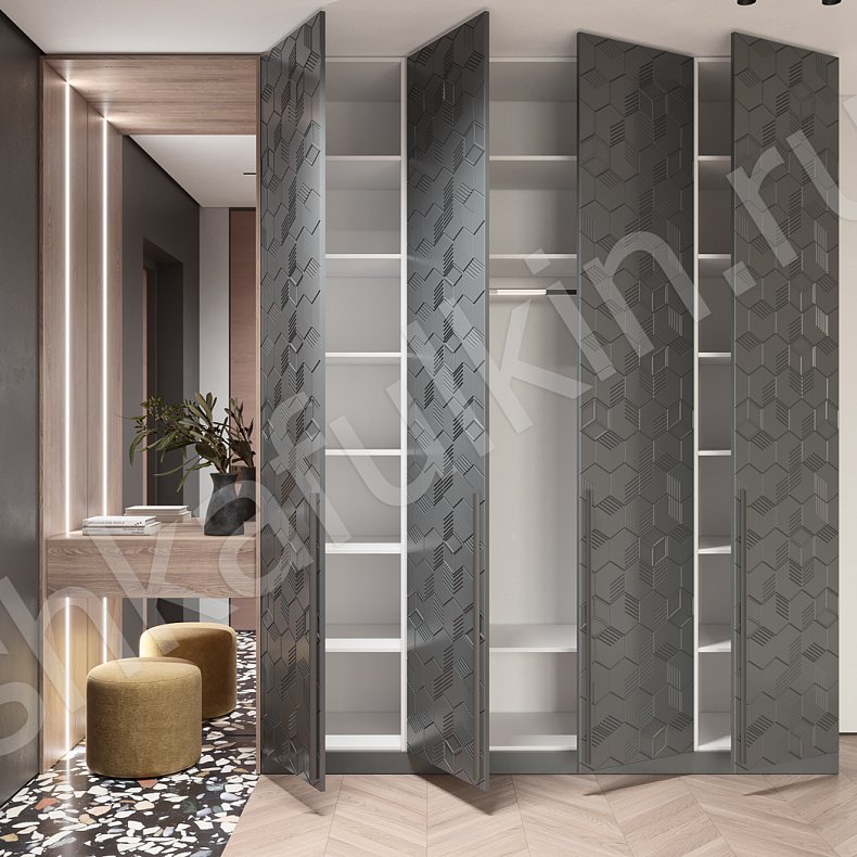 Прихожая Токио Цветной Древесный Серый Темные Современный 4х створчатые Прихожая Для вещей 2